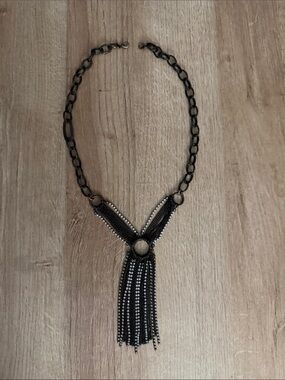 Statement Bronze with Fringe Rhinestones Y-Necklace - Women Jewelry